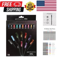 Glitter Gel Pens, 10 Count, 10 Assorted Colors, 1.0 mm Bold Point, Smooth Wri...