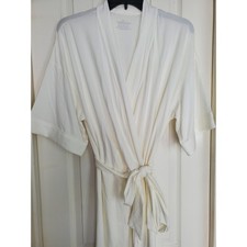 Luxury Bamboo Cotton Robe White Short Sleeve Loungewear Large
