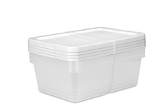 Sterilite 12 Qt Storage Bins 4 Pack Clear Plastic Containers Snap-On Lid White