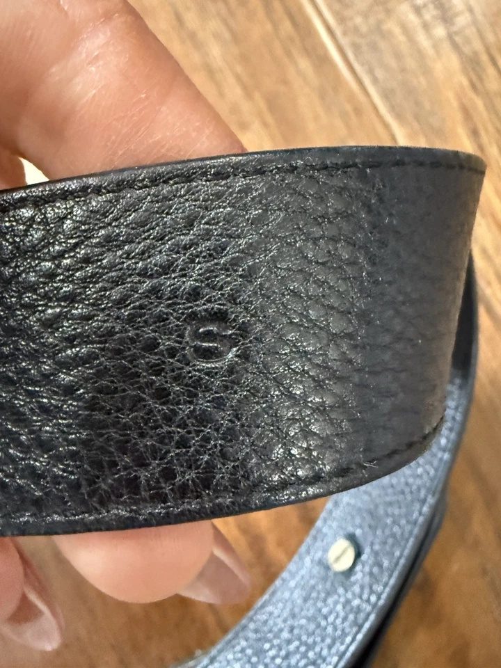 De Colección Cole Haan Cinturón Mujer S Marrón Guijarro Cuero Anillo Círculo Hebilla Latón Tachuela Foto 3 de 4