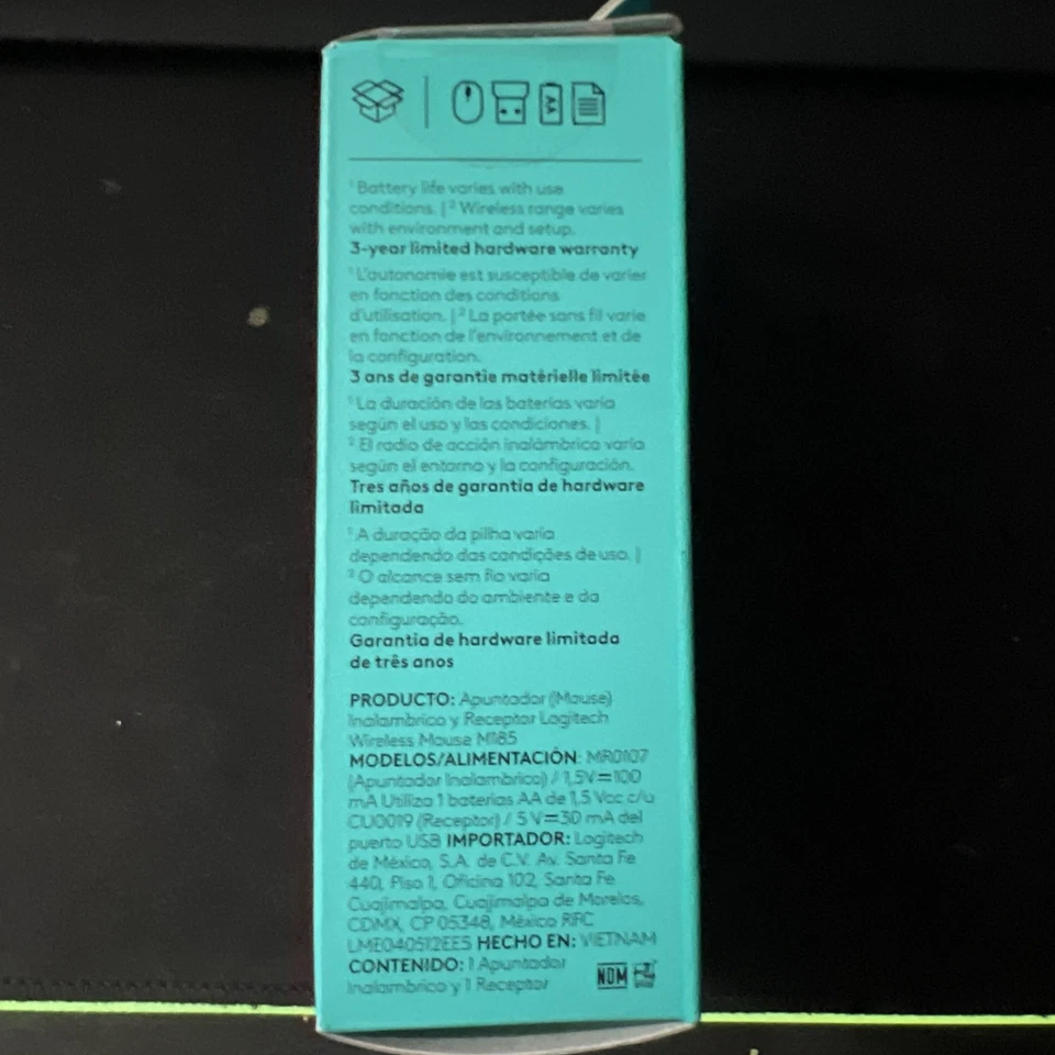 Logitech Logi Wireless Mouse M185 910-002225 w/ Dongle Black/Gray - Image 3 of 3