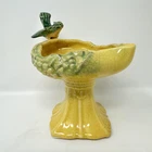 Vintage 50s McCoy Bird Bath Pedestal Planter Art Pottery Crackle Glaze 6.25 x 6