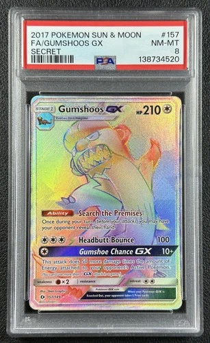 GUMSHOOS PSA 8 2017 POKEMON SUN & MOON #157/149 FULL ART FA SECRET RARE 4520