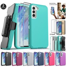 For Samsung Galaxy S21 Plus FE Ultra Case Rugged Cover Belt Clip Tempered Glass