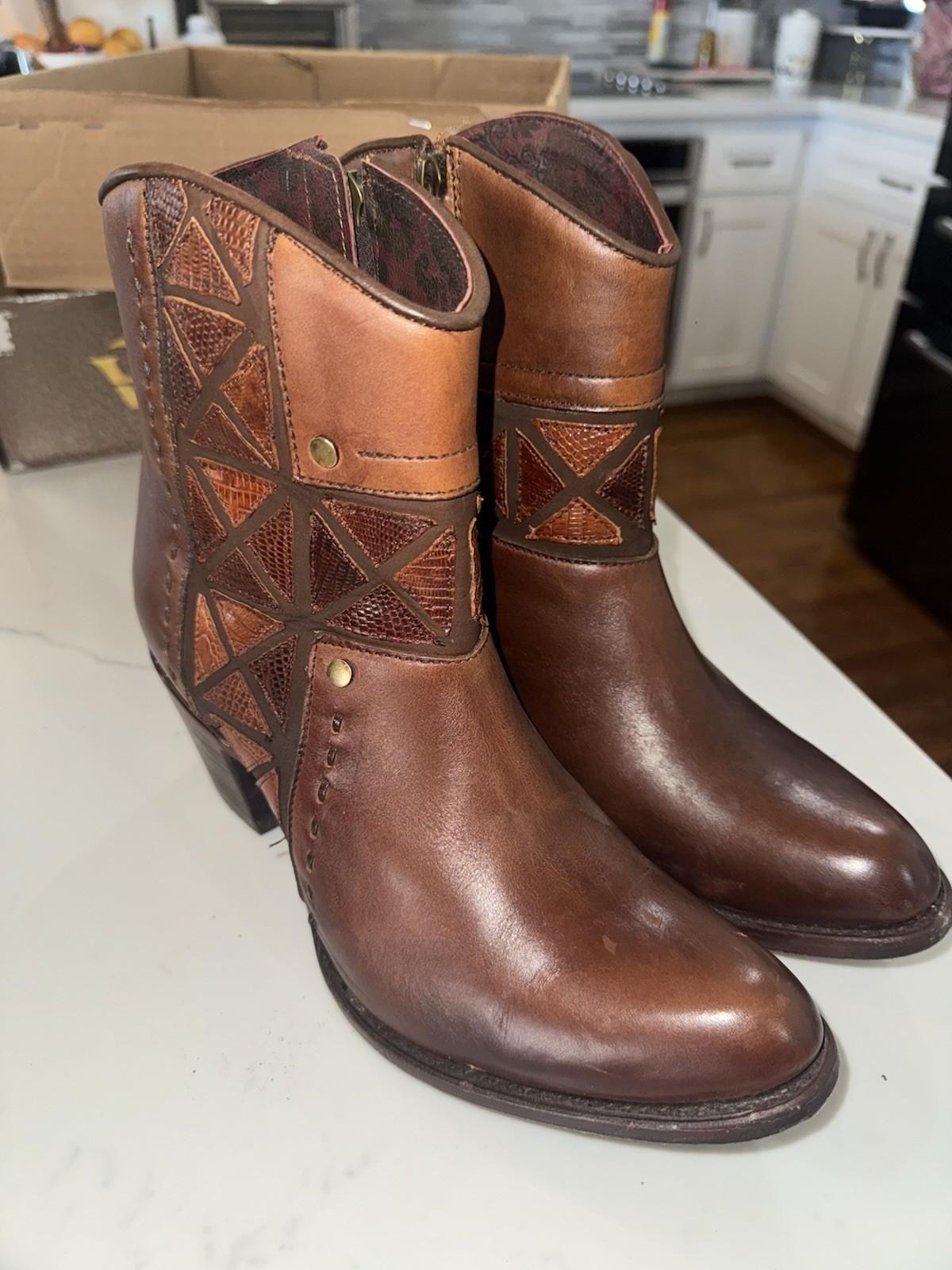 Cuadra Python & Leather Boots Handmade Patchwork … - image 5