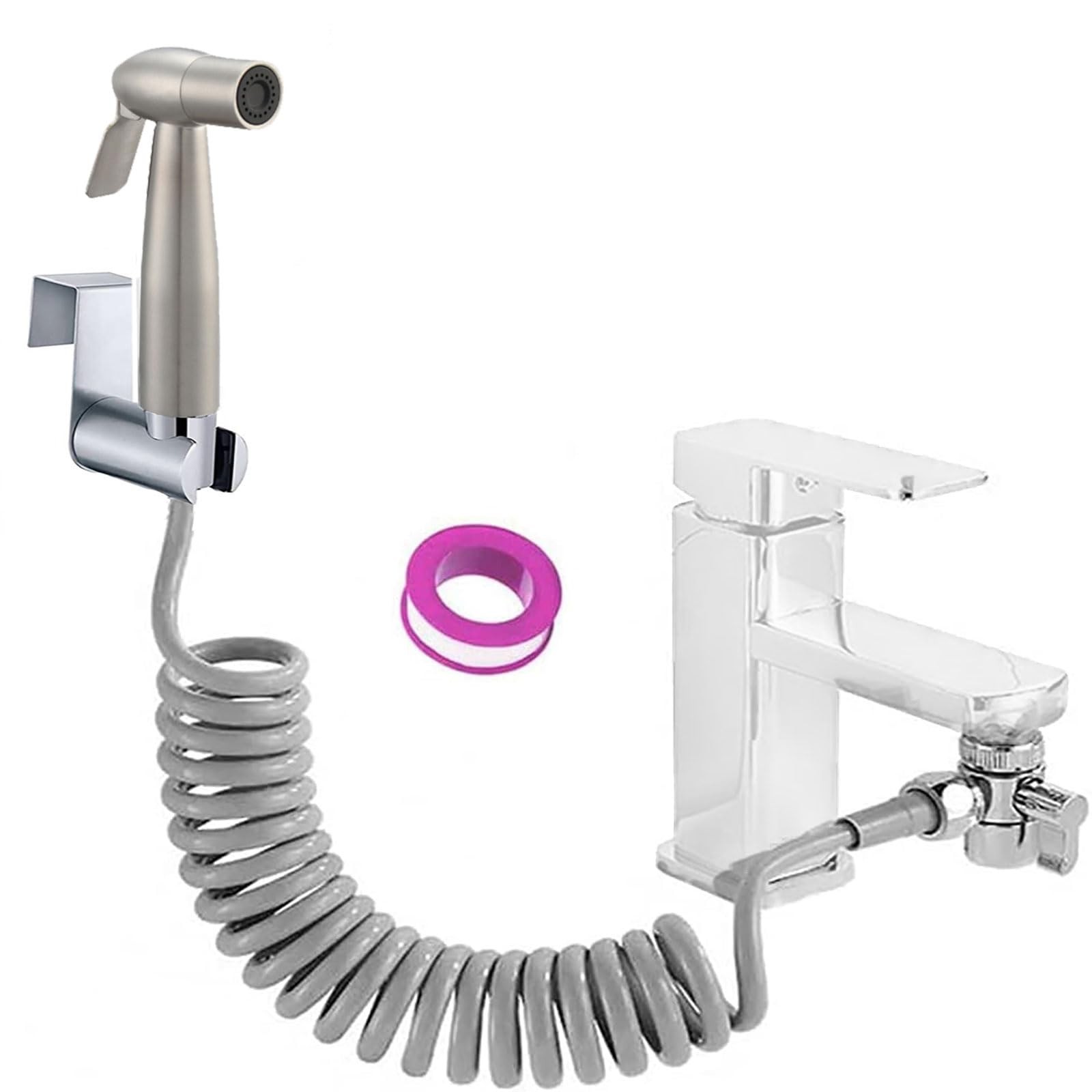 Bidet Shower Kit,Home Handheld Baby Toilet Set with Faucet Silver