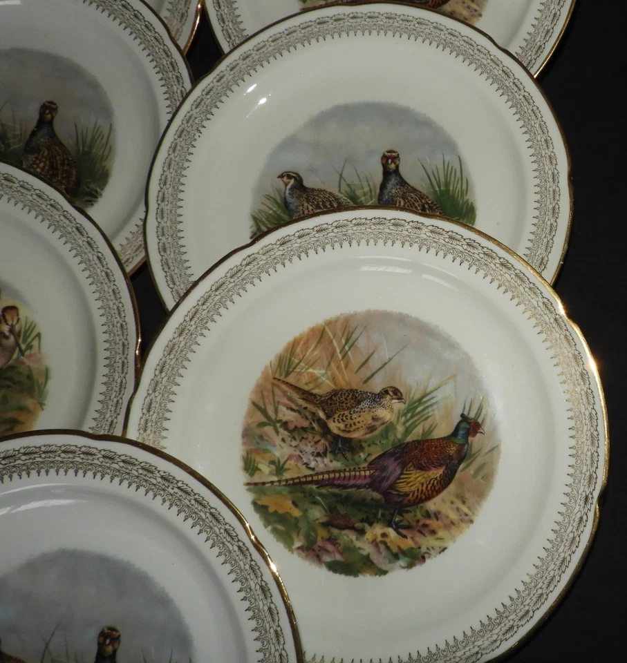 Porcelaine de Vierzon : x7 assiettes + 1 grand plat décor GIBIER DE CHASSE - Photo 3/4