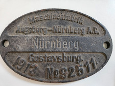Fabrikschild „Maschinenfabrik Augsburg-Nürnberg A.G. Werk Gustavsburg Lokschild