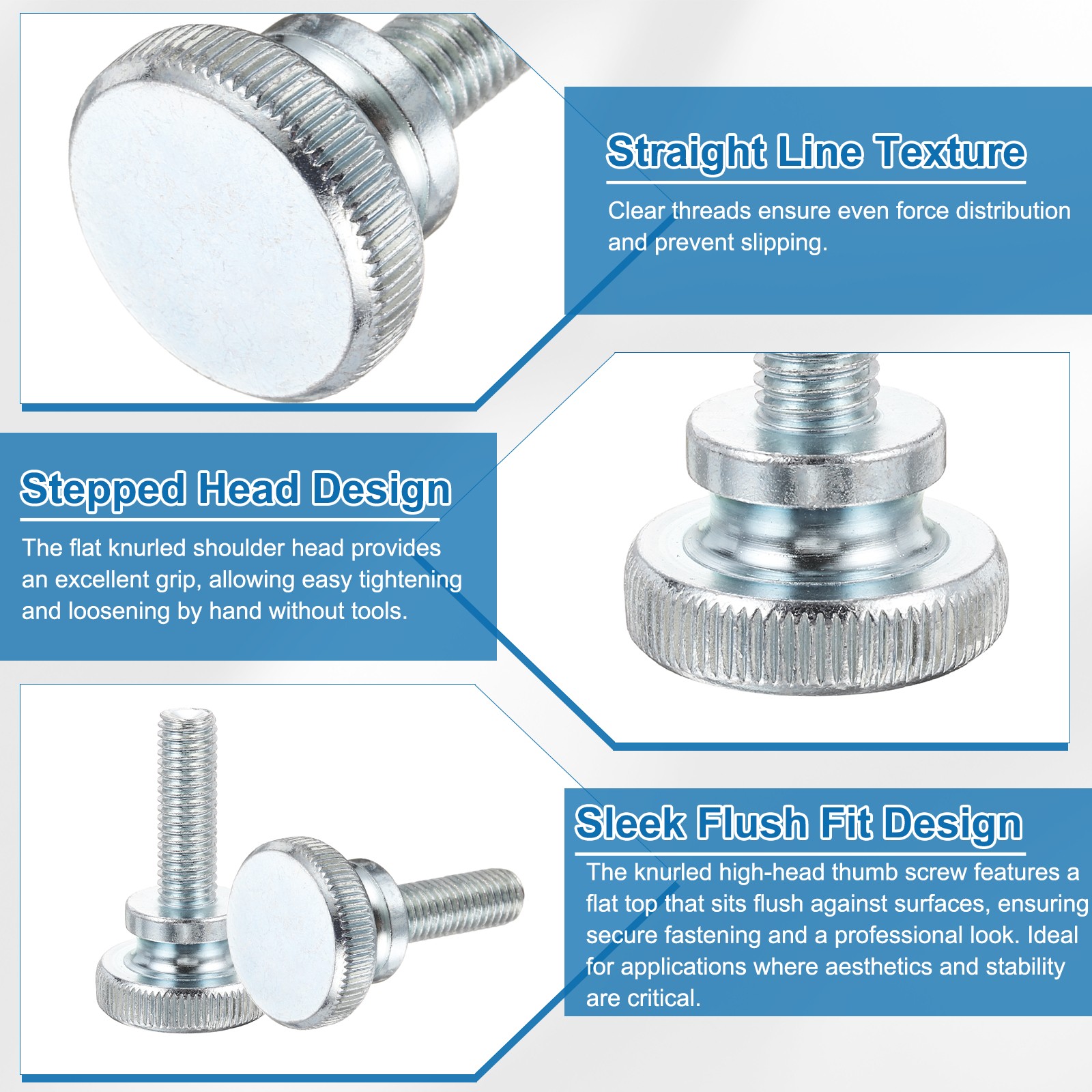 M10 x 30mm 4Pcs Knurled Thumb Screws with Shoulder Grip Knobs for TV Monitor