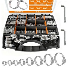 DREXON Assortiment de pinces à tuyaux 200 pièces 304 1/4"~2" (200 pièces), argent