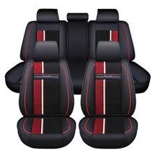 Car Seat Covers 5-Seats for Honda PU Leather Cushion Black Red