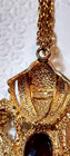 Vtg Castlecliff Maltese Cross Garnet Glass Cabachon Gold Tone Necklace -Gorgeous — photo 5