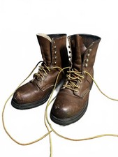 vintage red wing shoes brown leather steel to...