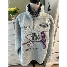 Peanuts Snoopy "Stay Cool" Light Blue Sherpa Quarter-Zip Pullover size XXL