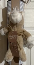 Chickpea 2 Piece Muslin Blanket Set with Plush Rattle, 36x40 in, Blue/Beige NWT