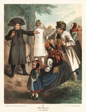 Chur-Hessen at The Schwalm - Traditional Costumes Lithography Kretschmer 1890