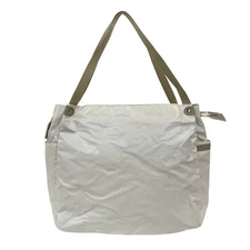 jack gomme - White Beige PVC Canvas Shoulder Bag