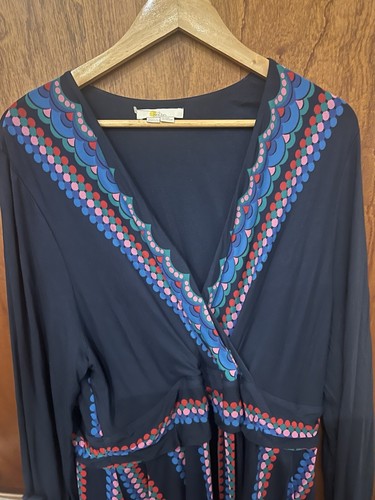 Boden Long Sleeve Jersey Dress -Size 22R- Blue & Multicoloured Polka Dot - Picture 4 of 7