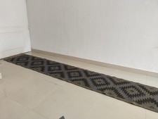 Handmade Wool Jute Kilim Runner Rug: Multi Color Bohemian Stair Rug