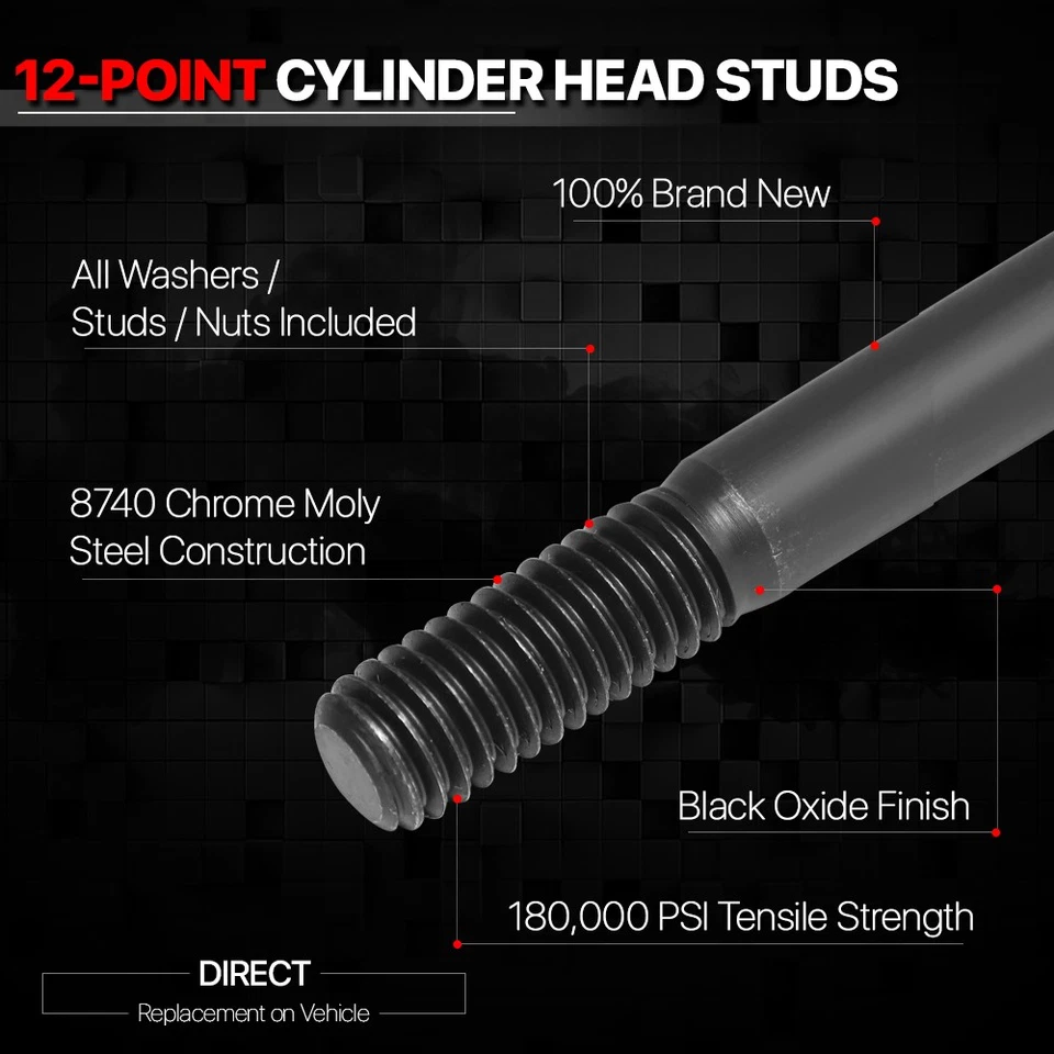 Передние 12-точечные гайки-гайки головки блока цилиндров для 88-05 Honda CRX/Civic/Civic DEL SOL - Изображение 2 из 4