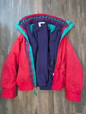 VTG Columbia Bugaboo Snow Jacket 3n1 Mens Medium Fleece Lined Red Purple Teal