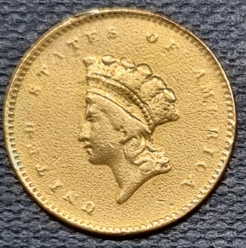 1854 Indian Princess Head One Dollar Gold Coin $1 Higher Grade Details #98474