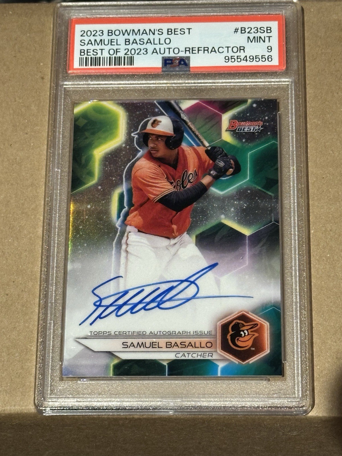 2023 Bowman's Best Samuel Basallo B23SB RC On Card Auto Rookie   PSA 9