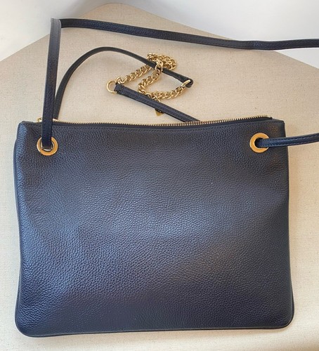 COACH Crossbody/Shoulder Navy Pebbled Leather Tablet Bag Gold Hardware 11”x9” - Afbeelding 5 van 12