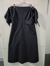 Ann Taylor Dress Womens S Strapless Midi Tie Sleeve Smock Empire Cotton Stretch