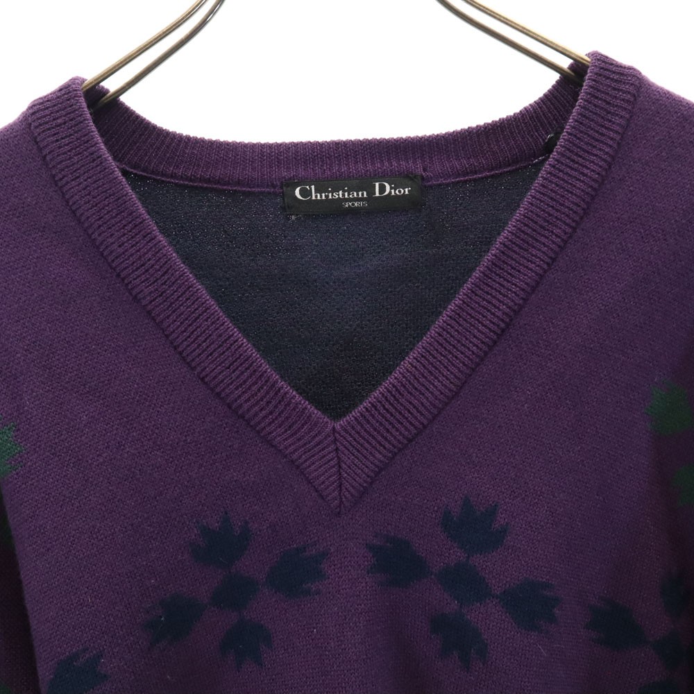 Christian Dior 90s Wool Old Long sleeve V neck sweater M SPORTS
