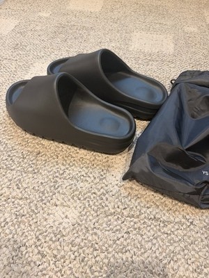 YS-01 Yeezy Slide Black Cushioned Foam Slip-On Sandals Men's US Size 10