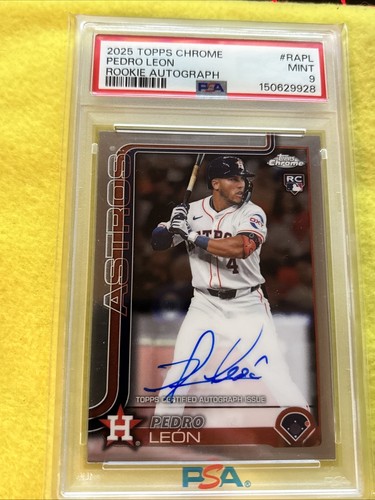 PSA 9 2025 Topps Chrome #RA-PL Pedro Leon RC Rookie Auto Houston Astros - Foto 1 di 3