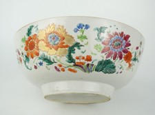 LARGE Antique Chinese Famille Rose Porcelain Flower Punch Bowl 18th C QING