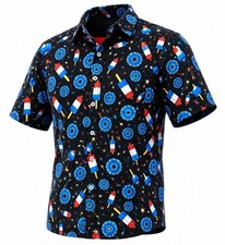 Camisa Polo DEOLAX Para Hombres Grande Patriótica Donut Paleta 4 de Julio Golf EE. UU.