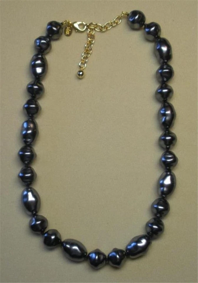 JOAN RIVER COLAR E PULSEIRA DE PÉROLAS DE VIDRO TCHECO CINZA BARROCO COM NÓS NOS - Imagem 3 de 4