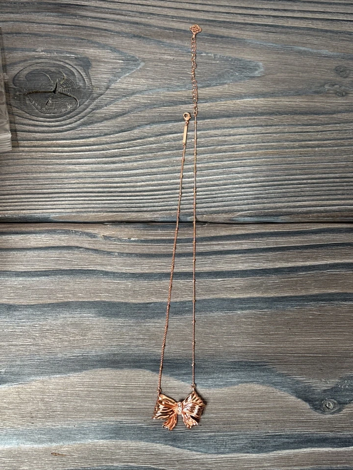 Kendra Scott x LoveShackFancy Rose Gold Bow 🎀 Necklace in White Crystal - Image 4 of 4