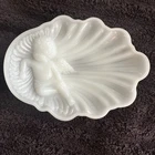 Vintage Avon Angel Cherub White Milk Glass Soap Dish Shell Shape Vanity Trinket