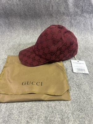 Gucci GG Canvas Baseball Cap Lederbesatz ROT Authentic Vintage Gr. M