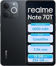 realme Note 70T Smartphone 4+256GB 6.75" HD 90Hz 6000 mAh Next AI IP54 Black
