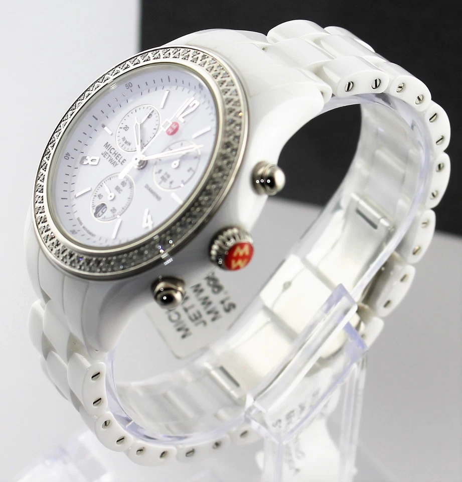 MWW17B000001 Michelle Jetway Ladies White Ceramic Swiss Quartz Chronograph Watch - Image 3 of 4