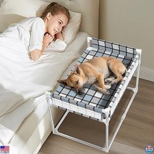 Elevated Bedside Window Pet Bed with Guardrail - 34'' x 20'' Hammock for Pets