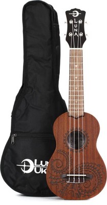 Luna Guitars Tattoo Mahogany Soprano Ukulele - Satin Natural