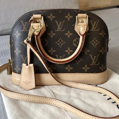 LOUIS VUITTON（LV） Autentica borsa a tracolla Louis Vuitton Alma BB classica monogramma beige marrone