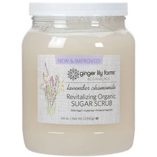 Organic Sugar Scrub 64oz Ginger Lily Farms Vegan Exfoliant Lavender Chamomile