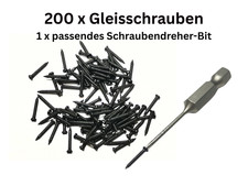 Gleisschrauben M1,2 × 8 mm – 200 Stück – für TT, N – inkl. Bit