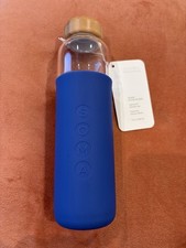Soma 17 oz Glass Water Bottle Bamboo Lid Blue Silicone Sleeve New