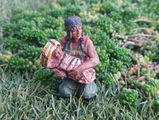 Rare Elastolin Native American Indian Squaw Kneeling With Baby in Papoose