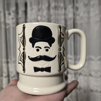 Vintage 1970s ceramic novelty Mustache Mug Gentleman Mustache Protector Cup