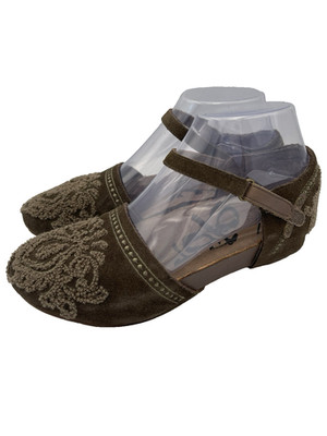 OTBT Kalamazoo Suede Mary Jane Flats 6.5 M Brown Embroidered Cottagecore Boho
