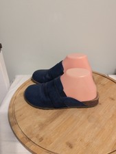 VIONIC Ambrosia Leather Slip-On Comfort Mules Orthotic Footbed Blue Women US 6